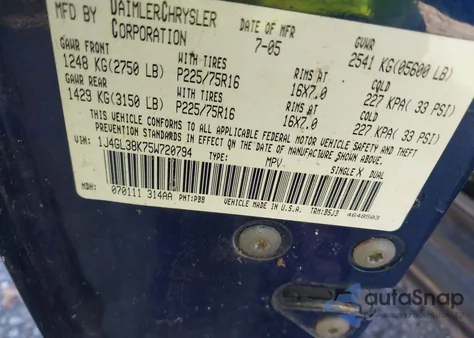 2005 Jeep Liberty Renegade z USA, uszkodzony, nr VIN 1J4GL38K75W720794